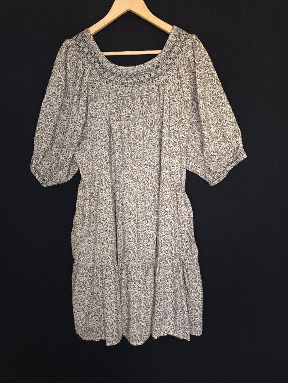 💙 Old Navy Floral Smocked Peasant Dress Size 2X Pockets Boho Cottage Summer Flo - Picture 7 of 8